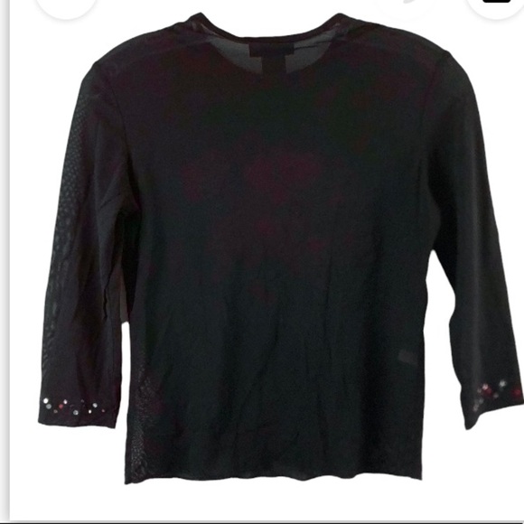 Express 90s Y2K Rhinestone Sheer Crop Top Vintage - Picture 2 of 7